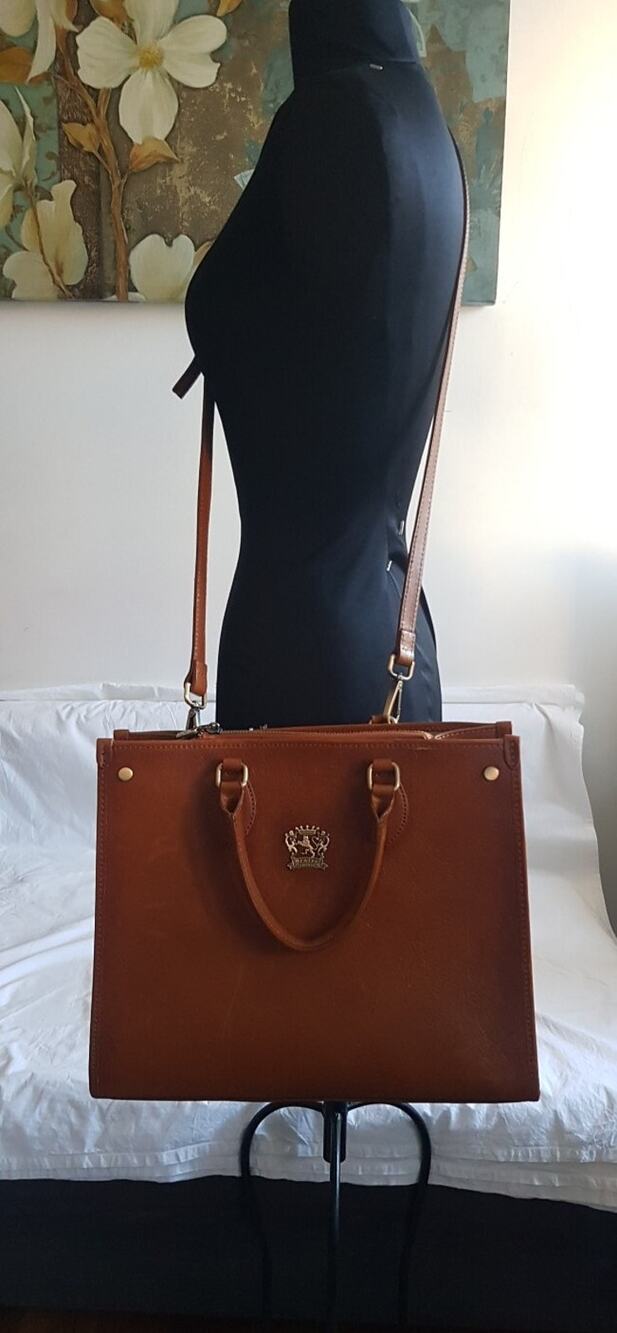 Pratesi Firenze Tanned Italian Leather Large Satchel Bag Brown